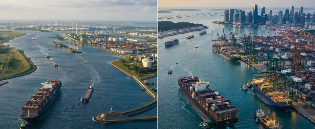 Rotterdam port vs Singapore port