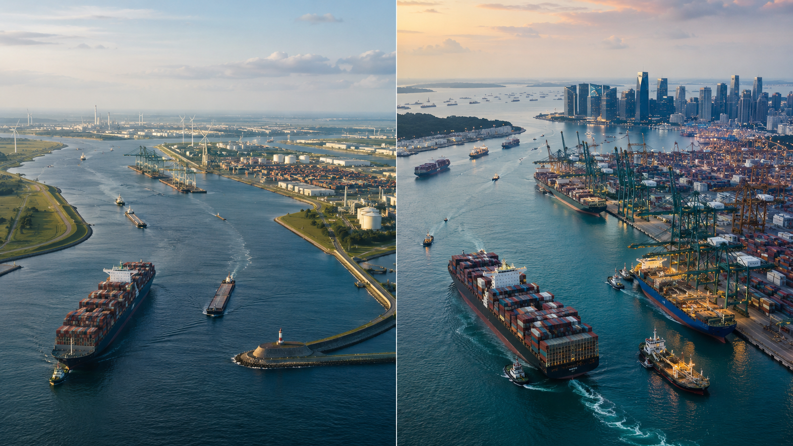 Rotterdam port vs Singapore port