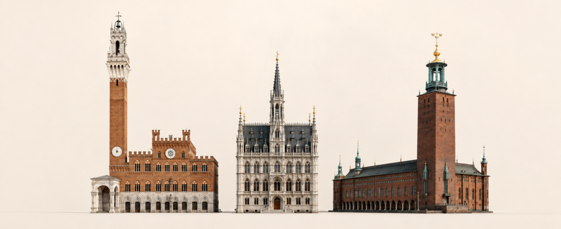 Siena, Ghent and Stockholm city halls