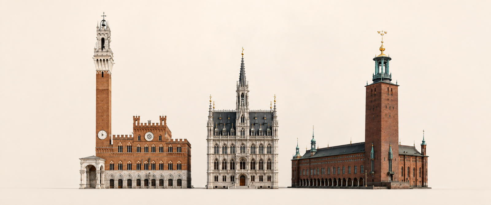 Siena, Ghent and Stockholm city halls