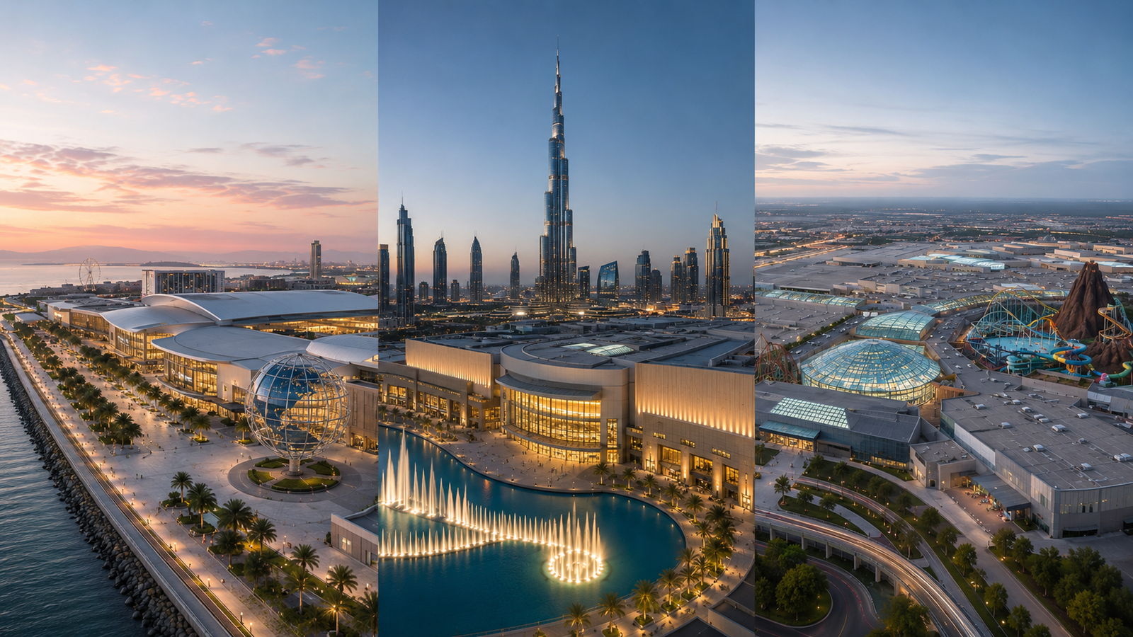 SM Mall of Asia, Dubai Mall and West Edmonton Mall