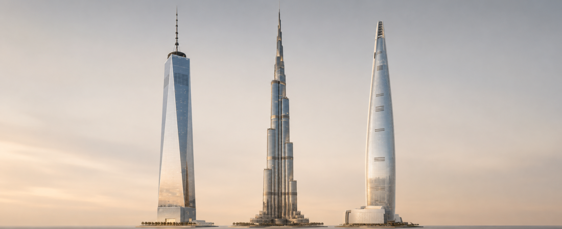One World Trade Center, Lotte World Tower and Burj Khalifa